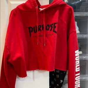 Justin Bieber purpose tour crop hoodie